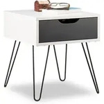 Relaxdays - Nachttisch Mit Schublade, Modernes Design, Eckiges Nachtschr&auml;nkchen,