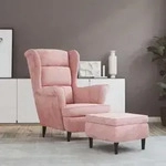 Ohrensessel Mit Hocker Rosa Samt Vidaxl