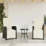 Gartensessel Mit Fu&szlig;teil 2 Stk. Verstellbar Schwarz Poly Rattan - Vidaxl