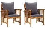 Vidaxl Garden Chairs With Cushions 2 Pcs Solid Acacia Wood