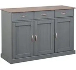 Inter Link - Luzerna Sideboard Mit 3 T&uuml;ren Und 3 Schubladen Grau, Braun.