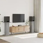Vidaxl Speaker Stands 2 Pcs Grey Sonoma 30x30x80 Cm Engineered Wood