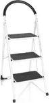 Klappleiter Solid W2 Stahl 3 Stufen Wei&szlig; Hjh Office