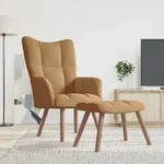 Vidaxl Relaxing Chair With A Stool Brown Velvet
