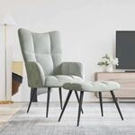 Relaxsessel Mit Hocker Hellgrau Samt - Vidaxl