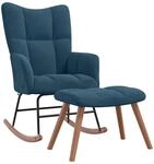 Schaukelstuhl Mit Hocker Samt Blau - Vidaxl
