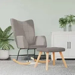 Schaukelstuhl Mit Hocker Stoff Taupe Vidaxl