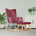 Les Tendances - Schaukelstuhl Mit Hocker Stoff Weinrot Vidaxl