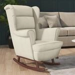 Vidaxl Rocking Chair Wingback Cream Velvet And Solid Wood
