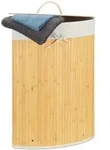 Relaxdays Eckw&auml;schekorb Bambus, Faltbare W&auml;schebox 60 L, Platzsparend, W&auml;schesack