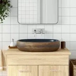 Aufsatzwaschbecken Braun Und Blau Oval 59x40x14 Cm Keramik Vidaxl
