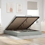 Ottoman-bett Ohne Matratze Hellgrau 200x200 Cm Samt Vidaxl
