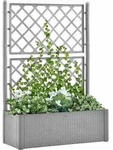 Garten-hochbeet Mit Spalier Und Selbstbew&auml;sserungssystem Grau - Vidaxl