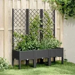 Pflanzk&uuml;bel Mit Rankgitter Schwarz 120x40x142 Cm Pp - Vidaxl