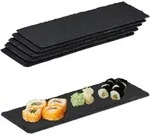 Schieferplatte 6er Set, L&auml;ngliche Servierplatten Aus Schiefer, Servieren &