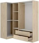 Dmora - Kleiderschrank Sillara, Eckm&ouml;bel F&uuml;r Schlafzimmer, Eckschrank Mit 4