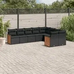 9-tlg. Garten-sofagarnitur Mit Kissen Schwarz Poly Rattan - Vidaxl