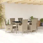 7-tlg. Garten-essgruppe Mit Kissen Beige Poly Rattan - Vidaxl