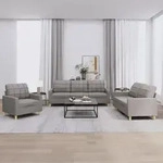 3-tlg. Sofagarnitur Mit Kissen Taupe Stoff - Vidaxl