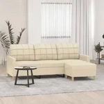 3-sitzer-sofa Mit Hocker Creme 180 Cm Stoff - Vidaxl