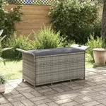 Gartenbank Mit Kissen Grau 116x46x57 Cm Poly Rattan - Vidaxl
