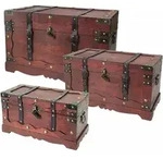 Hmf - 6400700 Schatztruhe Aus Holz Mit Schloss, 3er Set, Versch. Gr&ouml;&szlig;en,...