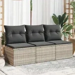 Gartensofa Mit Kissen 3-sitzer Hellgrau Poly Rattan - Vidaxl