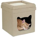 Relaxdays - Katzenh&ouml;hle Indoor, Schlafplatz F&uuml;r Samtpfoten, Katzenbox 2 Etagen,