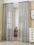 2er-set Gardinen Transparent Mit Kr&auml;uselband Leinen Optik Hellgrau 140x175 Cm -