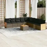 10-tlg. Garten-sofagarnitur Mit Kissen Grau Poly Rattan - Vidaxl
