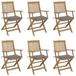 Vidaxl - Klappbare Gartenst&uuml;hle 6 Stk. Mit Kissen Massivholz Akazie