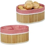 2 X Brotk&ouml;rbchen Bambus, Stoffeinsatz, Hxbxt: 16,5 X 33,5 X 23,5 Cm,
