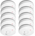 10er Set Elro Optischer Rauchmelder Mit Wechselbarer 1 Jahres Batterie, &Oslash; 10cm