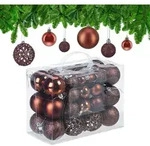 Relaxdays Weihnachtskugeln 50er Set, Glitzernde, Matte & Gl&auml;nzende Christbaumkugeln,