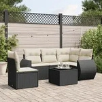 6-tlg. Garten-sofagarnitur Mit Kissen Schwarz Poly Rattan - Vidaxl