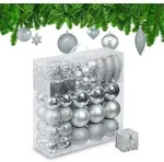 Relaxdays - Weihnachtskugeln 110er Set, Kunststoff, Weihnachtsbaumdeko Mit Kugeln &