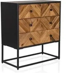 Kommode Santjago Black Sun L 63x34x70,5 Cm 3 Schubladen Tanne Massiv Hjh Living