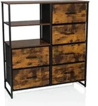 Kommode Ragala 84x30x92cm 6 Schubladen 2 Offene F&auml;cher R&auml;uchereiche Hjh Living