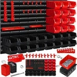 Wandregal + Stapelboxen + Werkzeughalter, 45 Tlg. Box, Erweiterbar, Werkstattregal,