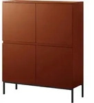 Selsey Bemmi Highboard 4-t&uuml;rig 100 Cm, Ziegelrot Mit Metallbeinen