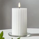 Star Trading - Led Wachskerze Flamme Stripe Batterie Timer Wei&szlig; 15x7,5cm