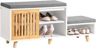 Fsr125-wn Schuhbank Mit 2 Sitzfl&auml;chen Und 1 Schiebet&uuml;r Sitzbank Mit Stauraum
