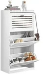 Sobuy Fsr108-w Schuhschrank Mit 3 Klappen Schuhregal Mit 2 Hacken Schuhkipper Mit 6