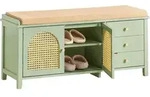 Sobuy Fsr129-gr Schuhbank Mit Sitzfl&auml;che Und Gitteroptik-t&uuml;ren Sitzbank Mit