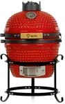 Kamado Grill Holzkohlegrill &Oslash; 32 Cm 'haiiro' Mit Grillrost Und Thermometer, Rot -