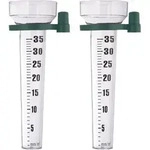 Relaxdays Regenmesser 2er Set, Mit Halterung, Niederschlagsmesser Garten, Skala 35
