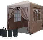 Pop-up-pavillon 2 X 2 M Graubeige Mit 4 Fu&szlig;gewichten Und Mit 4 Easy-klett
