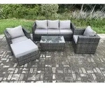 Rattan Gartenm&ouml;bel Set Mit 3-sitzer Sofa Couchtisch 2 Sessel Big Foothocker Indoor