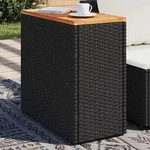 Garten-beistelltisch Mit Holzplatte Schwarz 58x27,5x55cm Rattan Vidaxl