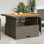 Gartentisch Grau 110x110x71 Cm Poly Rattan Und Akazienholz - Vidaxl